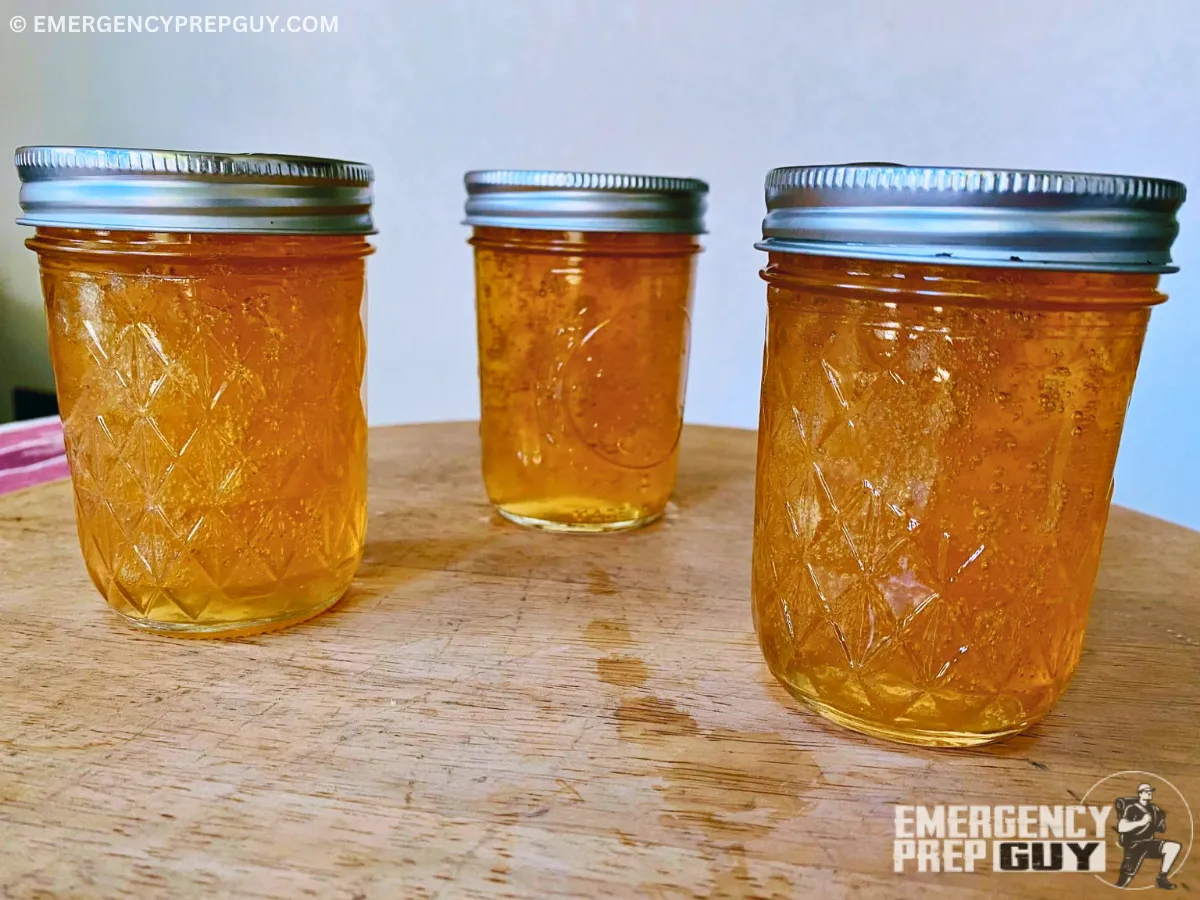 Freshly canned homemade herb jelly