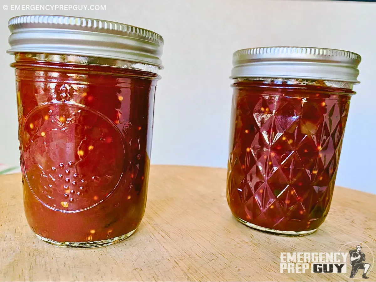 Freshly made and canned spicy plum sauce
